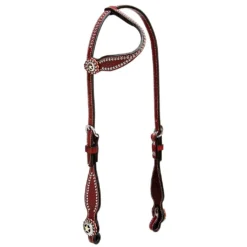 Weaver Leather Texas Star Flat Sliding Ear Headstall, Chestnut, 10-0047-CH