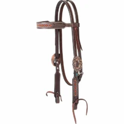 Weaver Leather Turquoise Cross Beaded Basketweave Browband Headstall, 45-0126