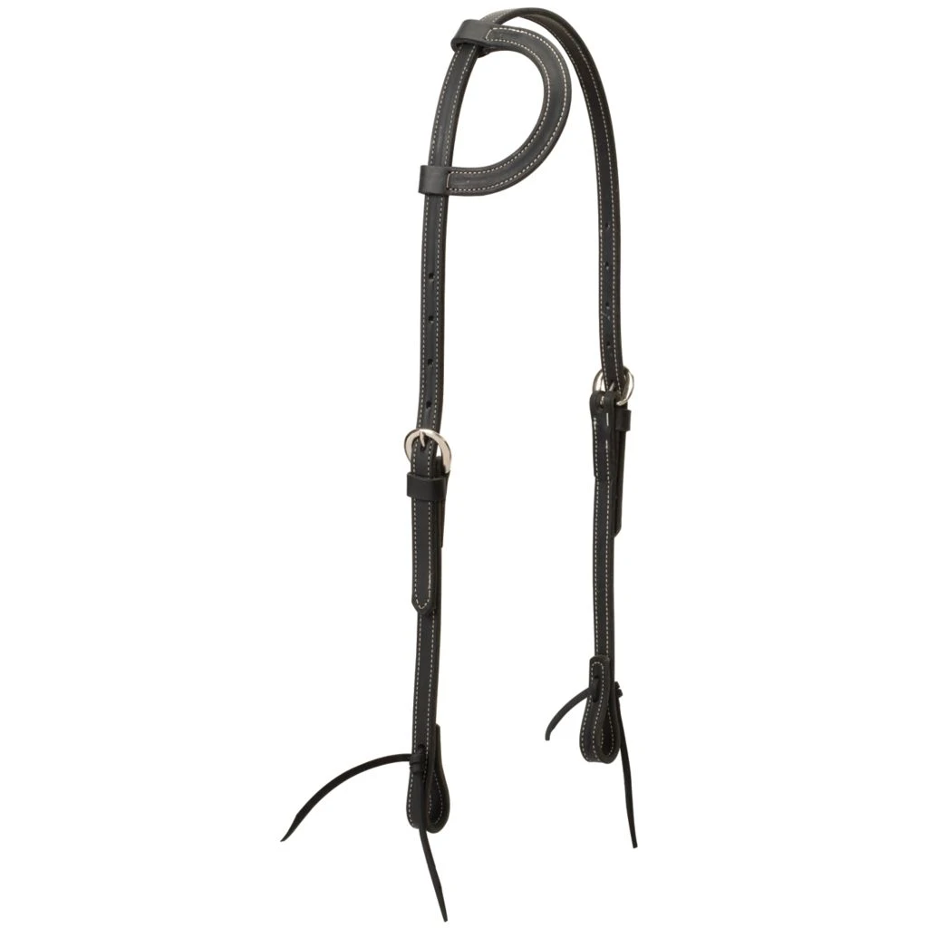 Weaver Leather Black Leather Flat Sliding Ear Headstall, 10-0012 3 Weaver Leather Black Leather Flat Sliding Ear Headstall, 10-0012