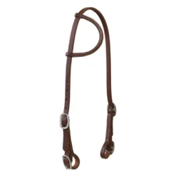 Weaver Leather Working Cowboy Sliding Ear Headstall with Buckle Bit Ends, 5/8 in., Stainless Steel, 10-0509