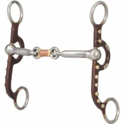 Weaver Leather Professional Argentine Bit with 5 in. Sweet Iron Copper Wire Wrapped Dogbone Mouth, German Silver Trim, 25-1860