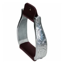 Weaver Leather Aluminum Stirrups with an Engraved Band, Visalia, 3 in. Neck, 1-1/2 in. Tread, 5 in. W x 5 in. H, 30-3050