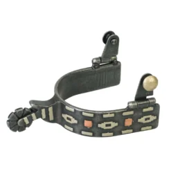 Weaver Leather Spurs with German Silver Aztec Trim and Copper Dots, 25-7822