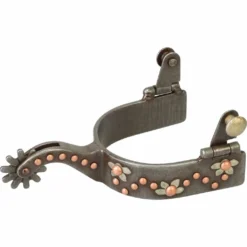 Weaver Leather Men's Spur with German Silver Floral Trim and Copper Dots, 25-7824