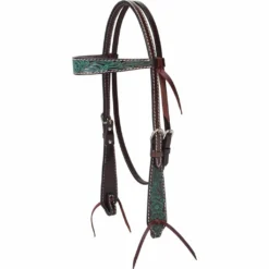 Weaver Leather 5/8 in. Turquoise Cross Floral-Carved Browband Headstall, 45-0142
