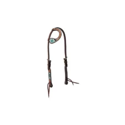 Weaver Leather Flat Sliding Ear Headstall with Cross Turquoise Beading, 5/8 in., 45-0145