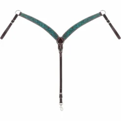 Weaver Leather Turquoise Cross Carved Turquoise Flower Contoured Breast Collar, 45-0326