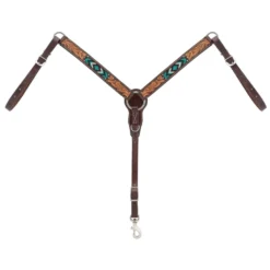 Weaver Leather Turquoise Cross Turquoise Beaded 1-1/4 in. Pony Breast Collar, 45-0328